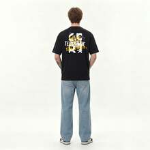Boy Camiseta De Manga Corta Con Estampado De Letras Retro Americano Para Parejas De Hombres Y Mujeres, Camiseta Holgada De Peso Pesado Para El Verano De 2026. - Negro - Ver 4