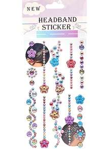 1pc 2pcs Flower Hair Stickers Face Jewels Set, Face Stickers, Face Gems, Hair Gems, Self-Adhesive Rhinestone Hair Gems & Floral Body Crystals, Coquette Fairycore Pearl Diamond Hair Accessories For Festival, Party, Prom, Rave - Multicolor - View 7