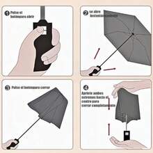 Sombrilla Automática para Sol y Lluvia UPF50+, Paraguas Reforzado Hombres y Mujeres, Superficie Extragrande de 120cm, Apertura/Cierre con un Botón, Adecuada para 2-3 Personas - Rojo - Ver 7