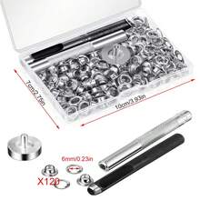 120 pièces/4 couleurs Kit d'outils à œillets métalliques, diamètre de 6/8/10 mm, avec outils d'installation et boîte de rangement, convient pour l'artisanat, la canevas, les rideaux, les boucles - Voir 13