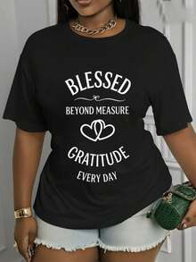 Suave, transpirable y ligera para comodidad durante todo el día. Camiseta casual de cuello redondo para primavera/verano, estampada con las palabras "Blessings Beyond Words - Be Grateful Every Day".Lavable a máquina; se puede usar como una camisa elegante, adecuada para vacaciones y ocasiones especiales.A la moda y versátil, tela cómoda.Cuello redondo clásico con un corte relajado que favorece todas las formas del cuerpo y es fácil de combinar con jeans, shorts y leggings. - Blanco - Ver 7