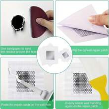 1pc Wall Repair Patch, Drywall Repair Tool, Self-Adhesive Fiberglass Mesh Drywall Hole Repair, Suitable For Ceiling And Wall Crack Repair, Easy To Install - Default - View 5