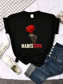Camiseta Old Sad Song Hadestown para Mujer, Moda Urbana, Manga Corta, Estilo Hip Hop, Ropa Fresca de Verano, Camiseta Casual Femenina - Negro - Ver 8