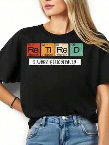 Camiseta con diseño de la tabla periódica de elementos químicos - Estilo vintage urbano, unisex, de algodón 100%, manga corta, cuello redondo, corte holgado. - Negro - Ver 3