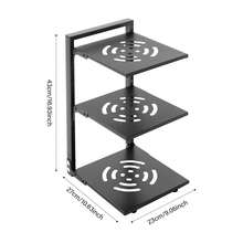 OUKANING 3-Tier Carbon Steel Pot Rack, Adjustable Removable Pan Organizer With Drainage Holes, 44lbs Per Tier For Countertop Cabinet Kitchen Storage - 黑色 - 查看 4