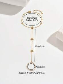 Bracelet chaîne de doigt en zircone plaqué or 18 carats, bijoux en acier inoxydable pour femmes, convient pour la Saint-Valentin, les fêtes, les galas, le port quotidien, les rendez-vous, le carnaval, le Nouvel An, les mariages, la plage et d'autres occasions - Doré - Voir 5