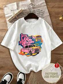 Moda 2026 Para Mujer, Camiseta de Algodón Casual de Calidad, Estilo Y2K, Ropa de Verano para Mujer - Estilo Fiesta, y Tela Ligeramente Elástica. Adecuado para ropa urbana, fiestas y uso diario. De Mujer Mezclilla, Ropa de Mujer, Camiseta Gráfica, Camiseta Básica Unisex. - Blanco - Ver 7