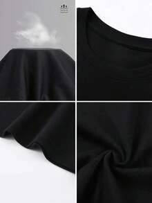 Camiseta de manga corta con cuello redondo y estampado casual para mujer, estilo resort a la moda, tu artículo esencial diario. Camiseta con Estampado, Tops de Mujer, Vacaciones de Verano. Mother's Day Gift playeras de mujer - Negro-1 - Ver 5