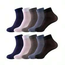 10 Pairs Men's Thin Solid Color Business Socks, Breathable And Comfortable - Multicolor - View 13