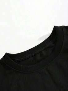 ‌   Camiseta corta holgada para hombre de una pieza, informal y versátil con divertido estampado de diseño, ideal para vacaciones, trabajo y uso diario. ‌ - Negro - Ver 5