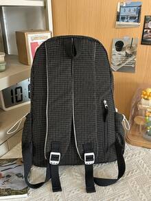 New Multilayer Design Minimalist Versatile Backpack, Large Capacity Campus Style Backpack Suitable For School, Travel, Unisex,Y2k, Work Bag - Black - View 5