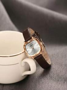 REBIRTH 1 buah Jam Tangan Quartz Kasual Minimalis Serbaguna untuk Wanita, Cocok untuk Pemakaian Sehari-hari - Coffee Brown - View 4