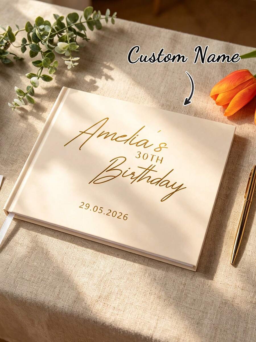 Personalized Birthday Guest Book, Horizontal Message Book Suitable For Birthday Party, Suitable For 16, 18, 30, 40, 50, 60, 70, 80th Birthday, Suitable For Men And Women, Photo Album, Guest Book - Multicolor - View 1