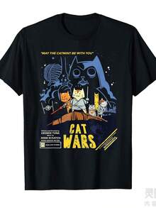 Cat Wars para Amantes de los Gatos, Camiseta de Regalo Divertida Perfecta para Hombres, Mujeres, Niñas y Niños.jpg - Negro - Ver 6