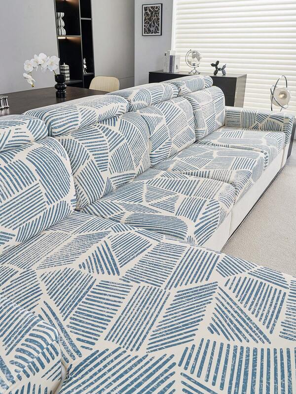 1 Stück asymmetrisches Linien Design Sofa Überwurf, geeignet für alle Jahreszeiten, kratzfeste elastische Sofa Abdeckung, geruchlos, rutschfest, langanhaltend, einfache Installation, staubdicht, farbbeständig, 360° Rundum-Sitzpolster, maschinenwaschbar, geeignet für alle Jahreszeiten