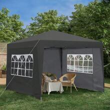 3 X 3 M Foldable Gazebo, Waterproof, Stable And Winter Resistant, With 4 Side Panels And 4 Sandbags, UV Protection 50+, Foldable, Ideal For Garden, Parties And Camping, Steel Frame (Black). - Black - View 5