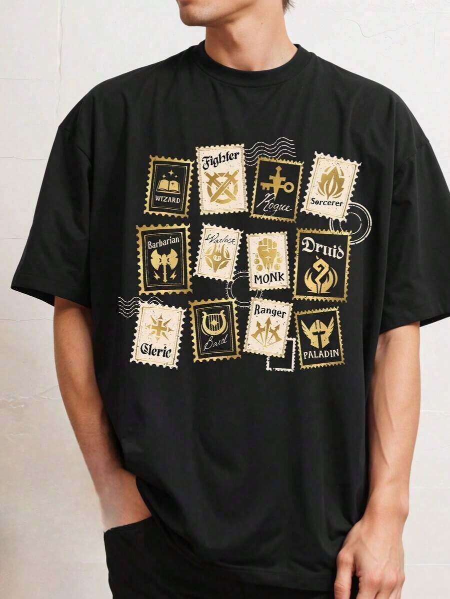 Camiseta Dungeon Master Gaming, Camiseta Divertida con Estampados Vintage de D&D, Camiseta de Juego de Rol - Estilo Urbano Vintage Unisex, Camiseta de Manga Corta de Algodón Suelto con Cuello Redondo, blusas para mujer. blusas.blusas casuales para dama. - Negro - Ver 1