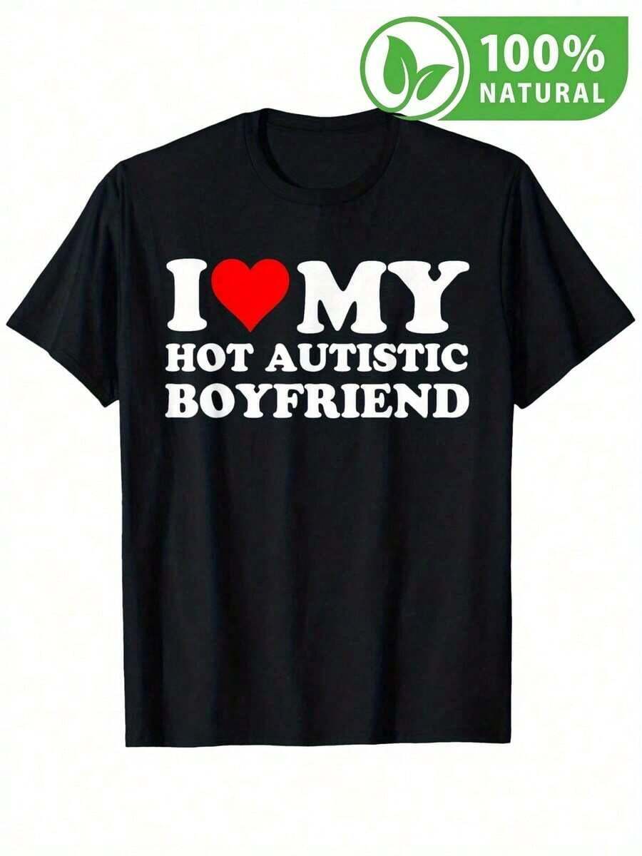 Camiseta Negra Unisex con Diseño I Love My Hot Autistic Boyfriend Estilo Urbano Trendy Ideal para Regalo de Novios Orgullosos y Modernos Tejido Suave y Cómodo para Uso Diario Perfecta para Demostrar Tu Amor - Negro - Ver 1