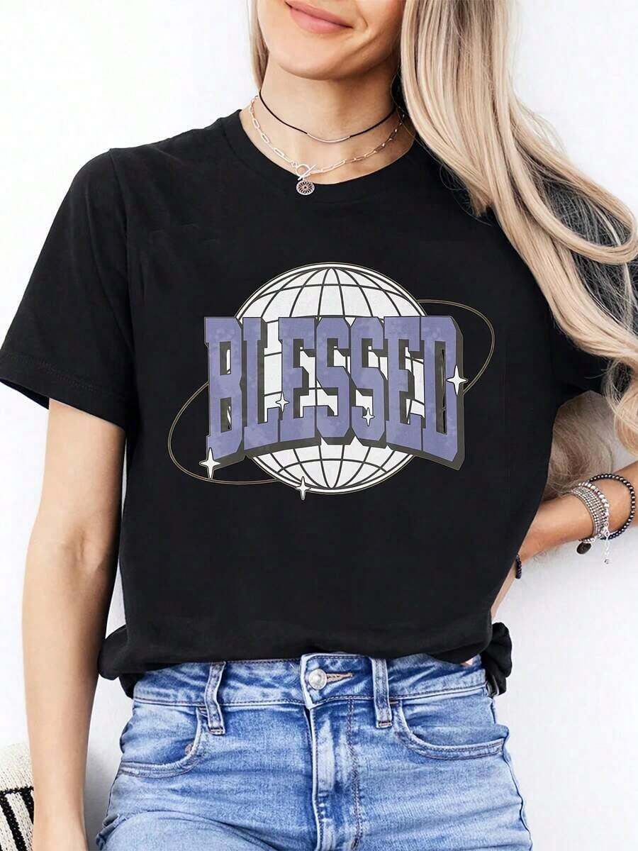 Women's T-Shirts, Everyday Summer And Holiday Wear - Black - View 1