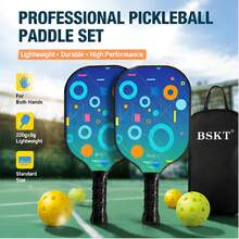 Ensemble complet de raquette de pickleball BSKT T700 en fibre de verre, corps monobloc, grip ergonomique confortable résistant à l'usure et anti-déformation, raquette d'entraînement pour étudiants débutants en intérieur/extérieur avec balle PE, exercice et amélioration de la coordination main-œil, panneau en fibre de verre T700 haute résistance, anti-pliage et non déformant, manche ergonomique antidérapant et absorbant la transpiration, ensemble complet comprenant la raquette et la balle d'entraînement PE, convient aux personnes sans base pour la pratique quotidienne, les jeux de loisirs, la salle de sport intérieure, la cour extérieure et la pelouse, exercice efficace de la coordination main-œil - Multicolore - Voir 3