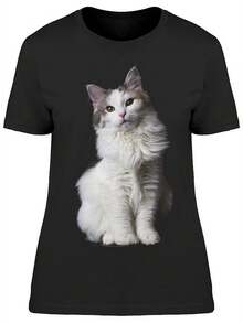 Camiseta de Mujer con Gato Noruego en Pose Elegante -Imagen de Shutterstock, Talla Grande para Mujer - Negro - Ver 5
