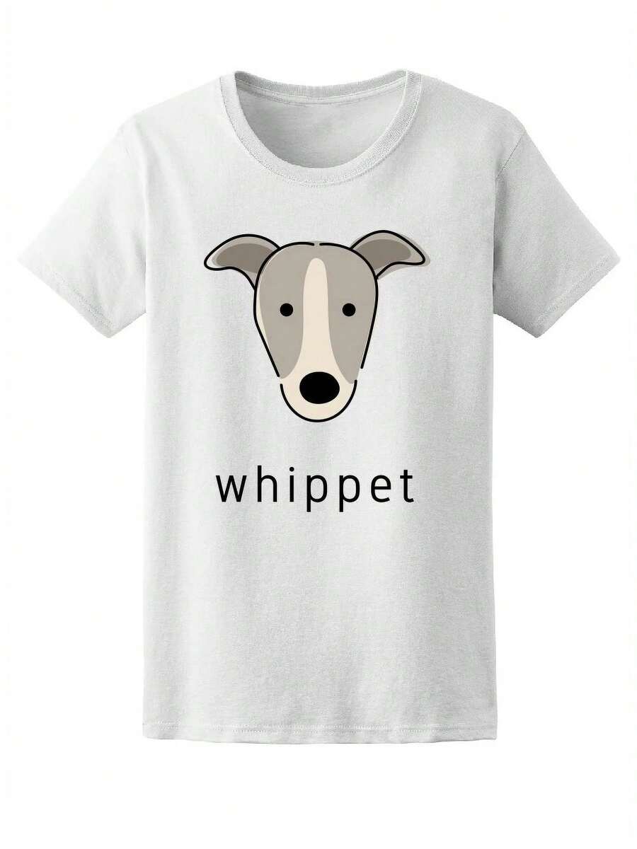Camiseta de dibujos animados con un lindo cachorro Whippet para mujer -Imagen de Shutterstock, talla X-Large para mujer - Blanco - Ver 1