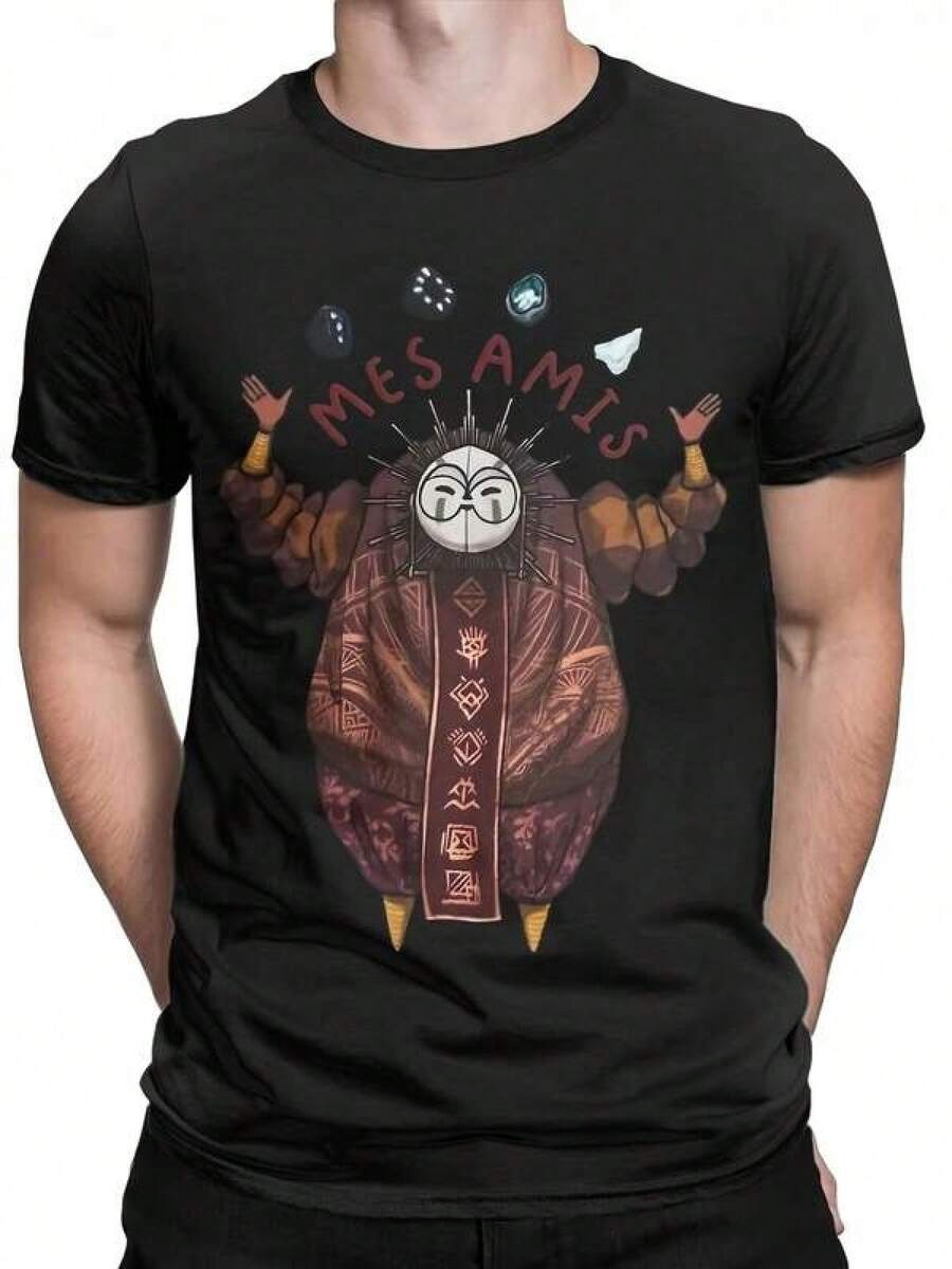 Camiseta Esquie & Rock Friends Expedition 33 para Hombre y Mujer, 100% Algodón - Camiseta Casual Negra con Estampado Geométrico, Cuello Redondo, Manga Corta, Lavable a Máquina, Nueva Colección 2025 - Negro - Ver 1
