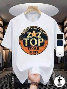 Camiseta de hombre, camiseta de verano para hombre, camiseta deportiva para hombre, tela de punto microelástica, camiseta estampada, corte regular, ropa microelástica, camiseta con diseño, estilo casual, camiseta de verano - Negro - Ver 6