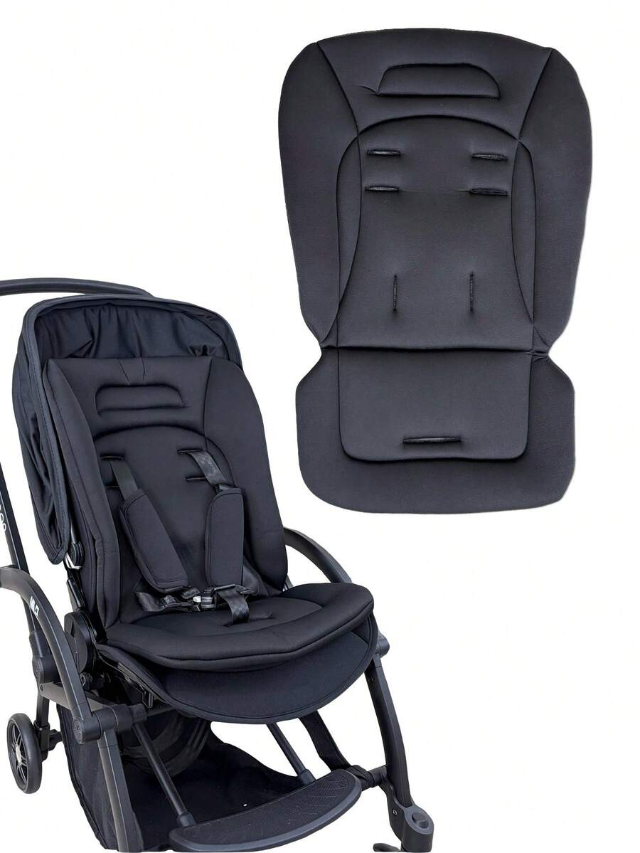 1pc Universal Baby Stroller Cushion, Soft & Breathable Infant Travel Mattress, Fits Various Strollers - Black - View 1