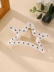 1pc/2pcs Girls Black & White Polka Dot, Pentagram, Geometric Hair Clips, Suitable For Daily Decoration - Multicolor - View 12