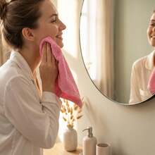 洗脸巾 6/12/24/48 条装，超柔软亲肤面巾，适合敏感肌肤，10x10 英寸小号洗脸巾，可重复使用可水洗卸妆巾，易于冲洗的粉色洁面巾 - 粉色 - 查看 7