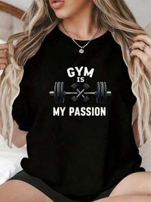 short-sleeveRound Neck 1 Pieza Camiseta de Mujer con Estampado, Estilo Realista de Fitness Camiseta Negra GYM CON ACTITUD CHICA, 1 PC Camiseta de Cuello Redondo para Mujeres, 180g 100% Algodón Puro, Fresca y Cómoda para la Vida Casual, Deporte, Gimnasio, Viaje, Regalo, Vacaciones de Verano, Día de la Independencia de México 100% Cotton Blusas Para Mujer Casual100% Cotton - Negro 4 - Ver 5