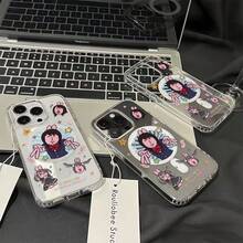Funda Transparente con Patrón de Conejo Rosa y Personajes Adorables, Cubierta Anti-caídas de TPU para 17/16/14/13 Pro/12/11 - transparente - Ver 6