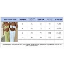 Conjunto de dos piezas de baño con encaje jacquard ideal para playa y vacaciones - verde hierba - Ver 4