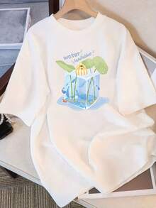 Camiseta Holgada para Mujer - Suave y Transpirable, para Verano, Oficina o Descanso - Lavable aáquina, Básica y Cómoda - Blanco - Ver 1