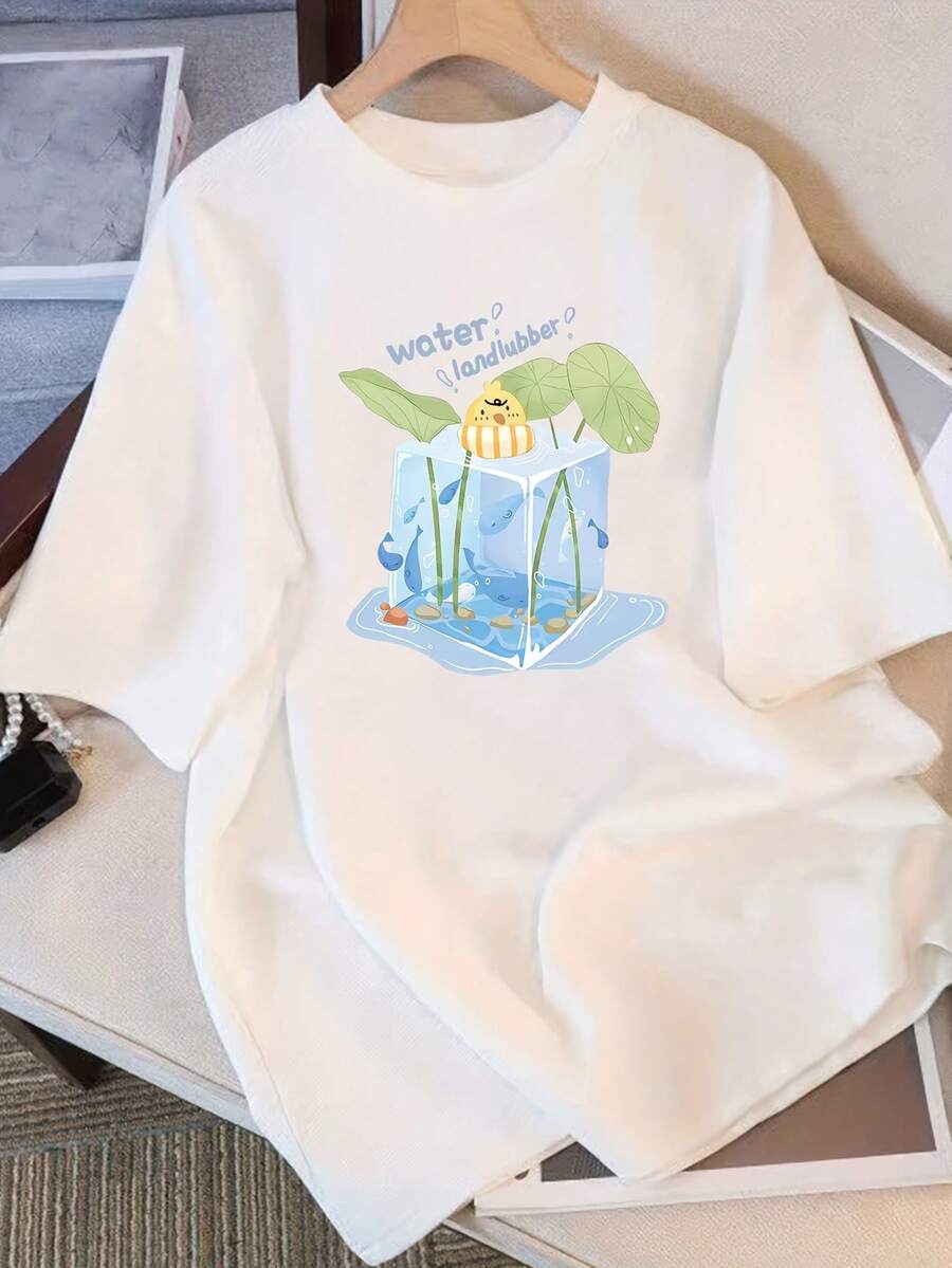 Camiseta Holgada para Mujer - Suave y Transpirable, para Verano, Oficina o Descanso - Lavable aáquina, Básica y Cómoda - Blanco - Ver 1