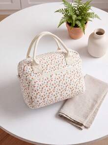 1pc Insulated Lunch Bag For Women,Lunch Tote Bag, Lunch Box Bag,Outdoor Picnic Insulated Bag,Student Thickened Cute Lunch Bag, Reusable Lunch Tote Bag, Portable Picnic Ice Bag For Work, Picnic, School Or Travel Lunch Box Bag School Supplies Stuff Accessories Bag For School School Accessories School Stuff For Traveling Waterproof Bag Insulated Lunch Bag Lunchbox - 紅色花朵 - 查看 4