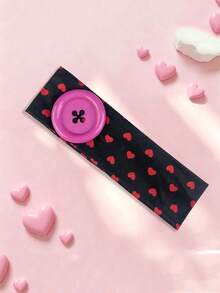 1pc Summer Dopamine Colorful Oversized Button Striped Print Headband, Fashion Headscarf Hair Accessory, Suitable For Various Occasions - Love - View 9