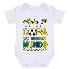 Baby Bodysuit Brazil Unisex Themed Monthly Milestone 100% Cotton First Cup - 白色 - 查看 2