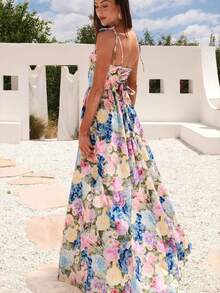 Vestido largo de fiesta primavera verano organza elegante aire etéreo estilo europeo moda formal para mujer - Rosa Fucsia - Ver 2