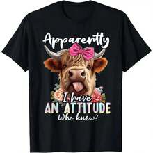 Descubre Tu Actitud Con La Camiseta "Sarcasm Highland Cow" - Camiseta Versátil De Algodón Holgada - Negro - Ver 9