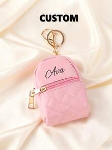 Personalized Vintage Cute Coin Purse, Portable Backpack Style Earphone Storage Bag, Customizable Name, Birthday/Holiday Gift For Family/Friends - Multicolor - View 3