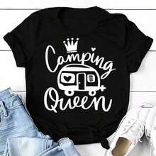 COOL SUMMER Cute Short Sleeve Cotton T-Shirt With  And  Print, Anime Style, Cartoon Fashion For Women And Girls, Kawaii Top | Exquisite Design | Loose And Comfortable | Easy To Match | - 黑色 10 - 查看 1