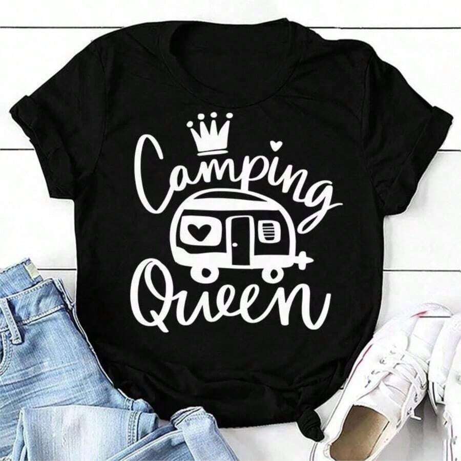 COOL SUMMER Cute Short Sleeve Cotton T-Shirt With And Print, Anime Style, Cartoon Fashion For Women And Girls, Kawaii Top | Exquisite Design | Loose And Comfortable | Easy To Match | - 黑色 10 - 查看 1