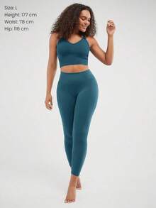 2026 GLOWMODE Featherfit™ High-Waisted Leggings With 24" Side Pocket - 長春花藍 - 查看 9