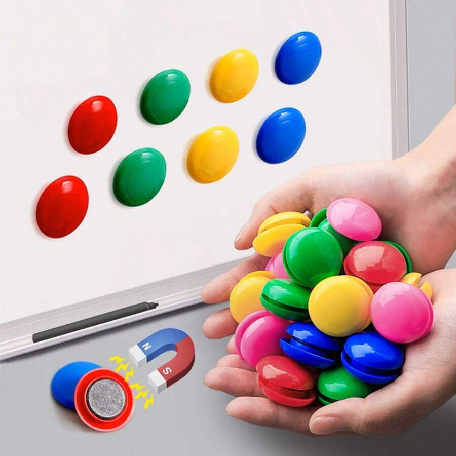 25/45pcs Colorful Magnetic Push Pins, Magnetic Whiteboard/Blackboard Pins, Office & Educational Supplies