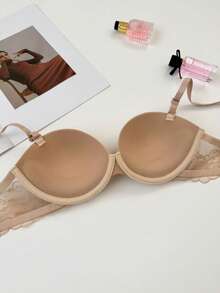 Reggiseno push-up senza cuciture di colore unito per seno piccolo, reggiseno con ferretto - Albicocca - Visualizzare 4