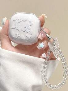 Ốp tai nghe họa tiết bướm trắng cho Galaxy Buds4/2/Buds Live/Galaxy Buds4 Pro, kèm mặt dây chuyền hình bướm pha lê. - trắng - Xem 9