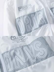 男士字母圖案輕量夾克，夏季戶外釣魚襯衫，度假旅行海灘外套，情侶款運動衛衣 - 白色 - 查看 5