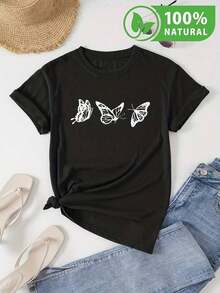 Playera Negra Unisex con Diseño de Mariposas Blancas Estilo Boho Chic Ideal para Outfit Casual Verano Moda Mexicana Moderna Cómoda y Suave Perfecta para Regalo Inspiración Natural Juvenil Estilo Urbano - Negro - Ver 12